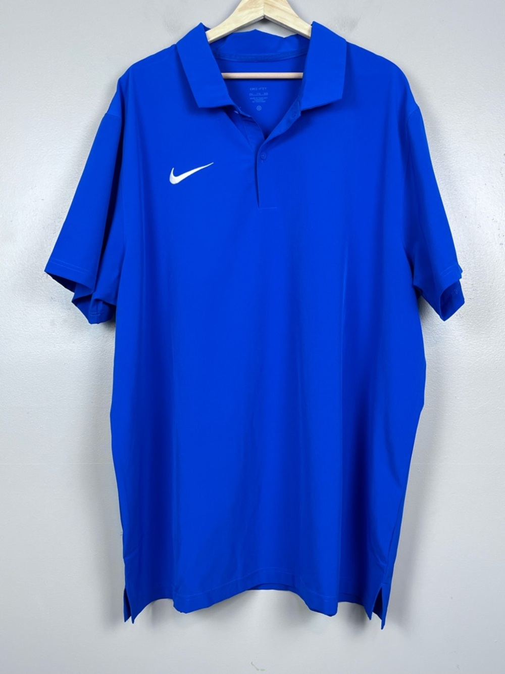 NWOT Nike Men's Coaches Dri-Fit Performance Polo Blue with White Swoosh Size XXL